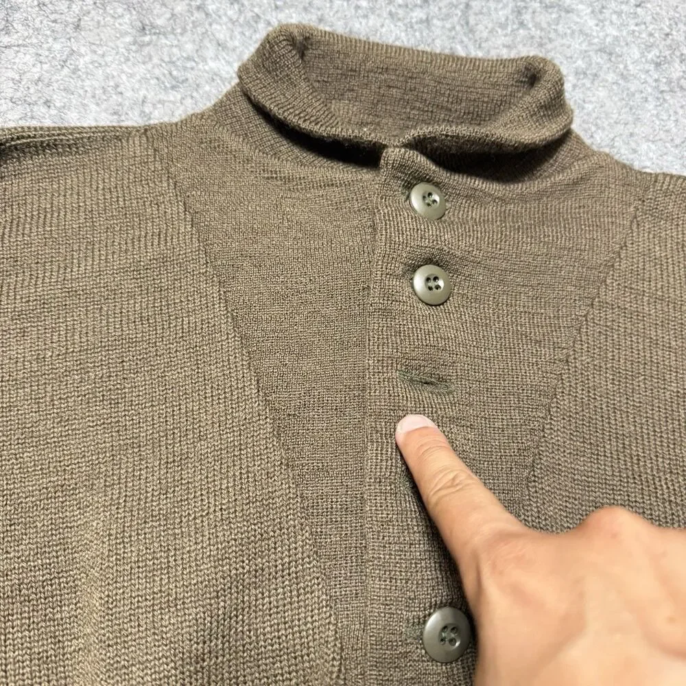 Vintage 1984 USGI Military 5 Button Wool Jeep Sweater Large 42 44 Brown